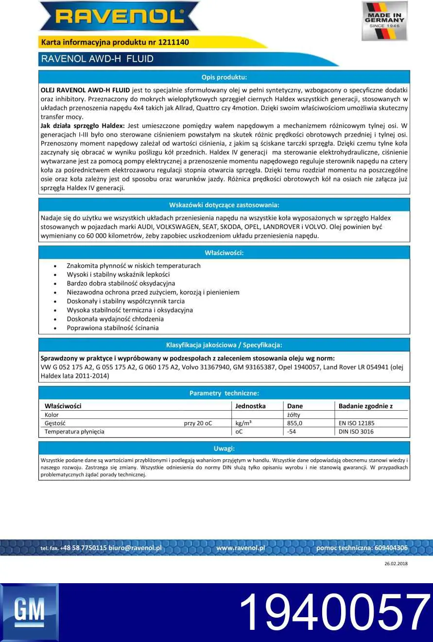 Aceite caja de cambios 1211140001 Ravenol