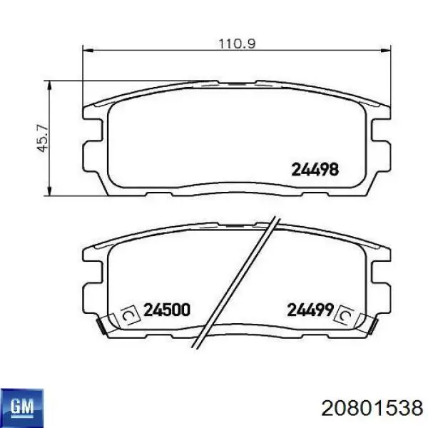 Pastillas traseras General Motors 20801538