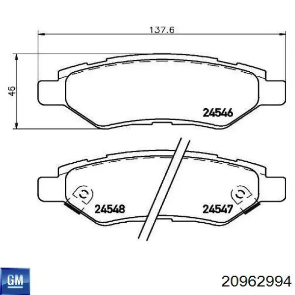 20962994 General Motors pastillas de freno traseras