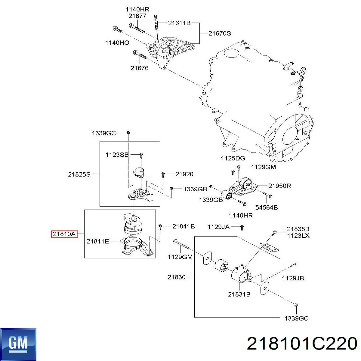 218101C220 General Motors soporte de motor derecho