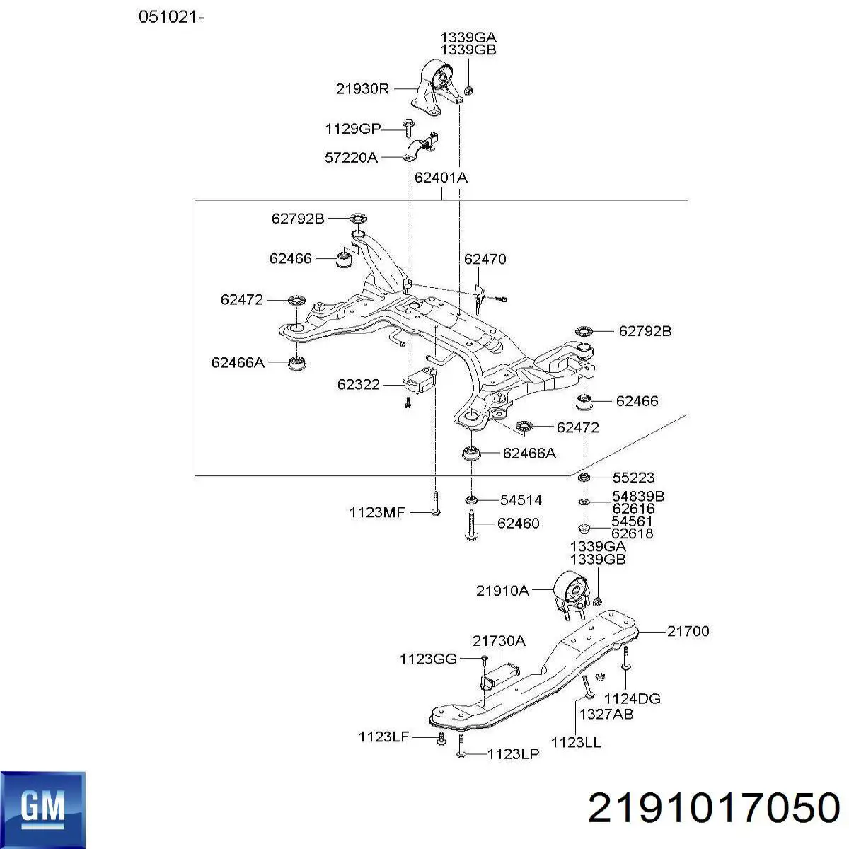 2191017050 General Motors soporte motor delantero