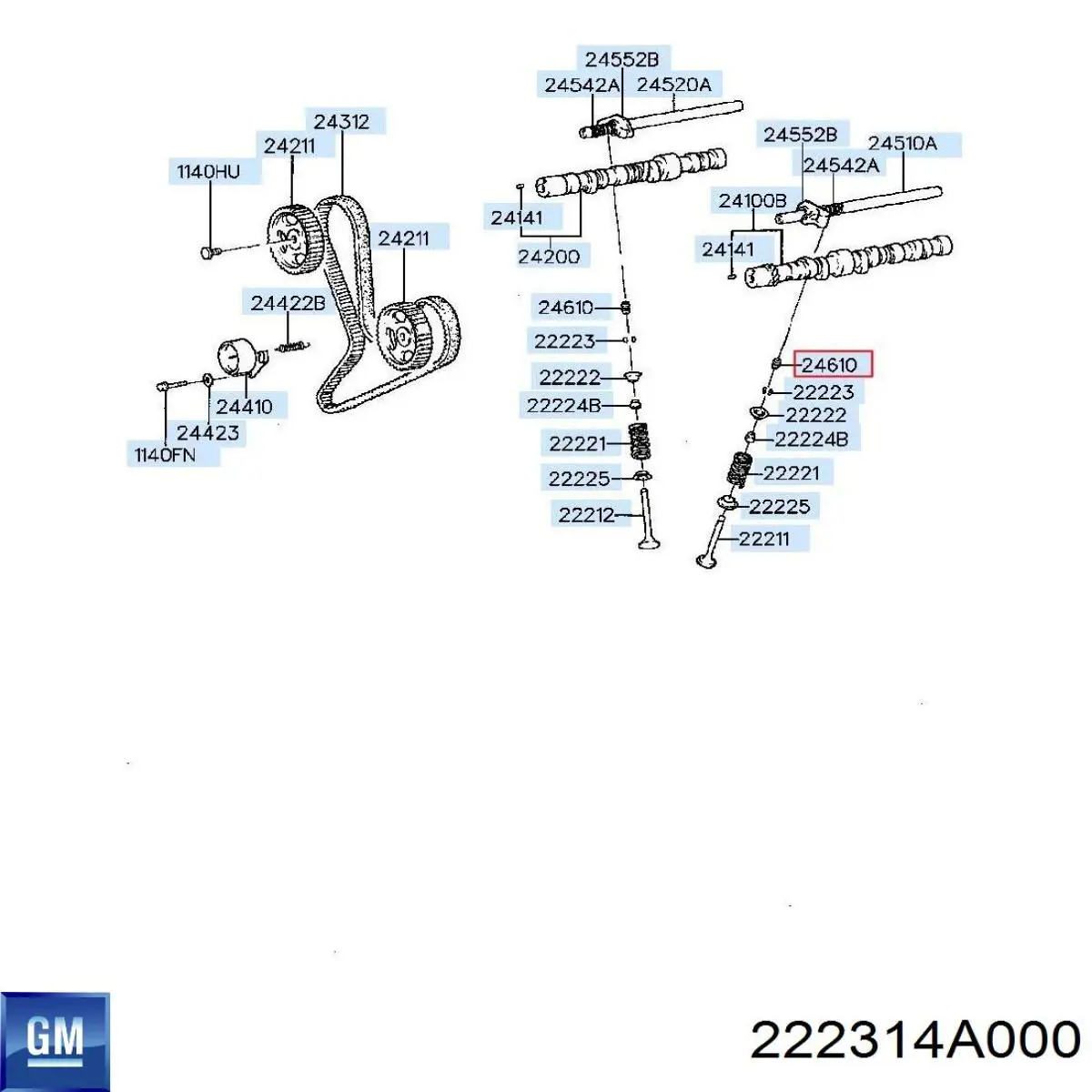 222314A000 General Motors empujador de válvula