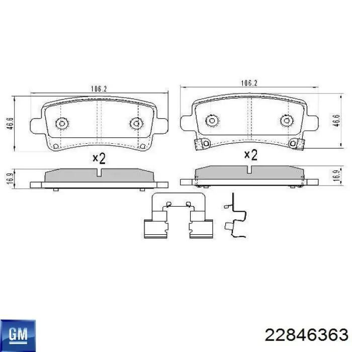 22846363 General Motors pastillas de freno traseras