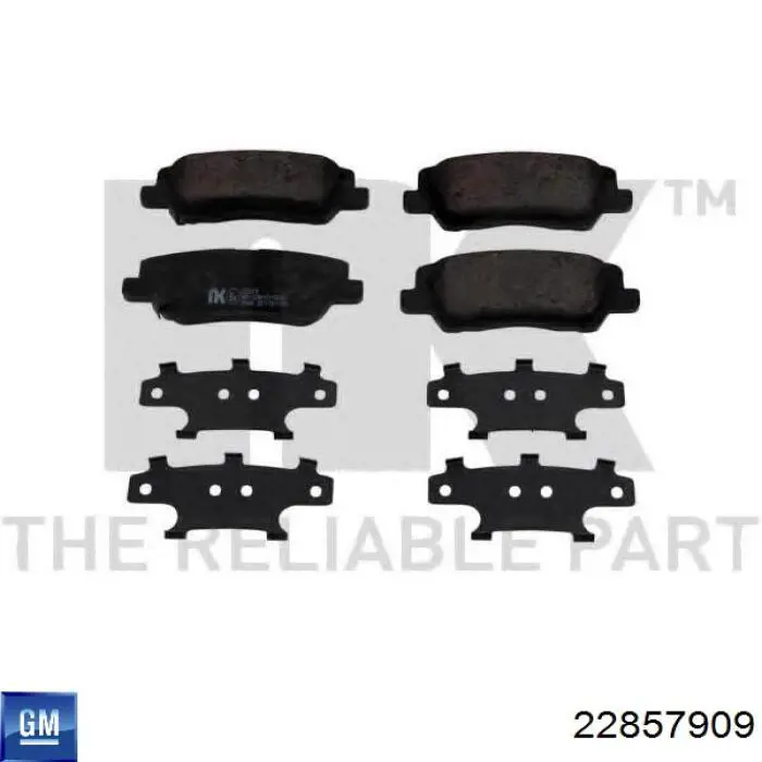 Pastillas de freno traseras 22857909 General Motors