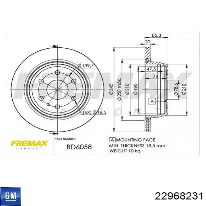 22968231 General Motors Freno de disco trasero