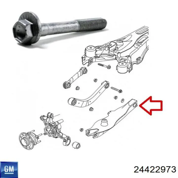 Perno interior del brazo de caída trasero 24422973 General Motors