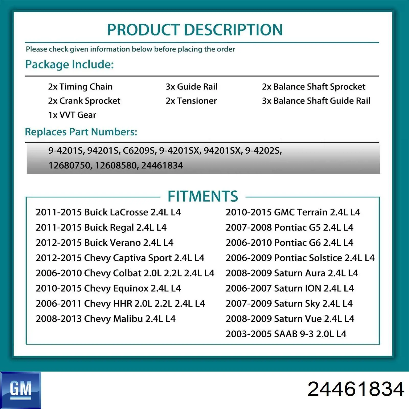 Cadena de distribución General Motors 24461834 precio, desde 102,62 EUR