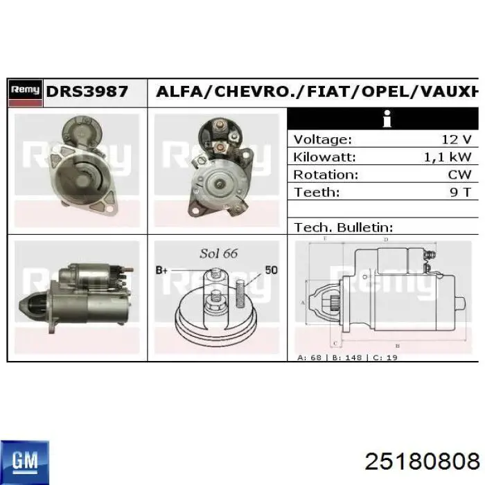 Comprar 25180808 General Motors Motores de arranque