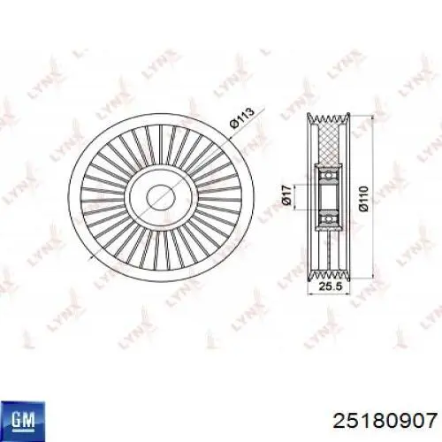 Comprar 25180907 General Motors Polea inversión/guía, correa poli V