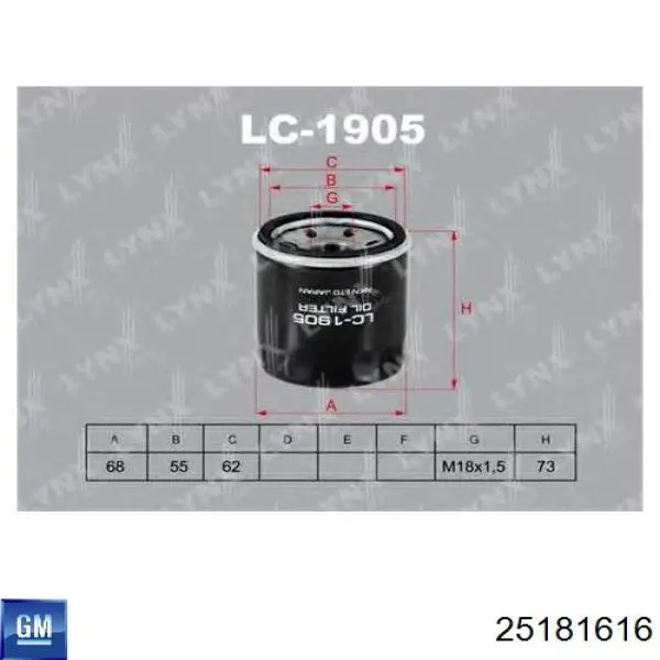 Filtro de aceite General Motors 25181616 precio, desde 3,91 EUR