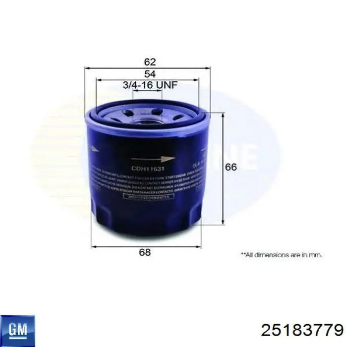 Filtro de aceite General Motors 25183779 precio, desde 5,22 EUR