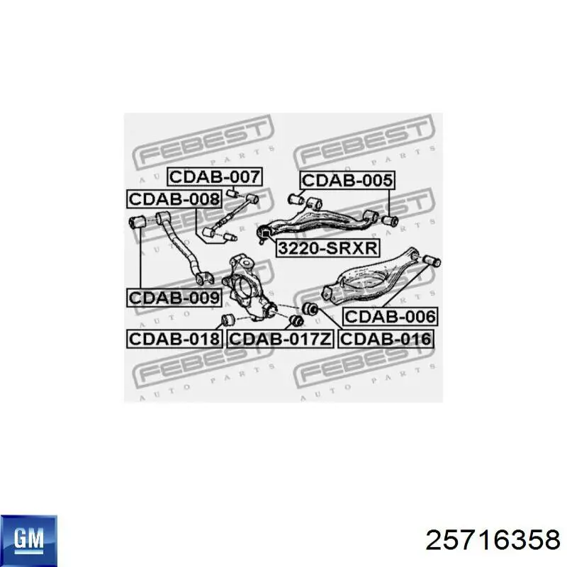 25716358 General Motors silentblock de brazo suspensión trasero longitudinal