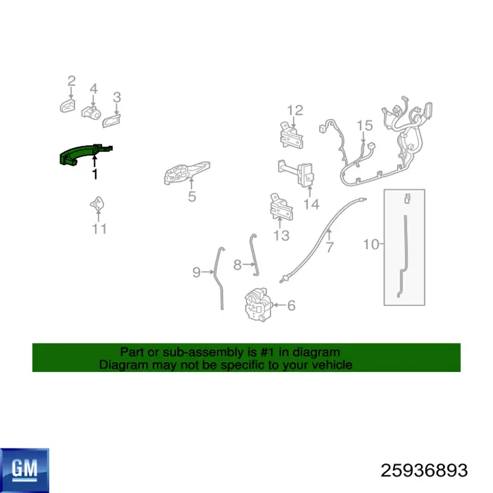 Maneta de puerta exterior delantero General Motors 25936893 precio, desde 39,20 EUR