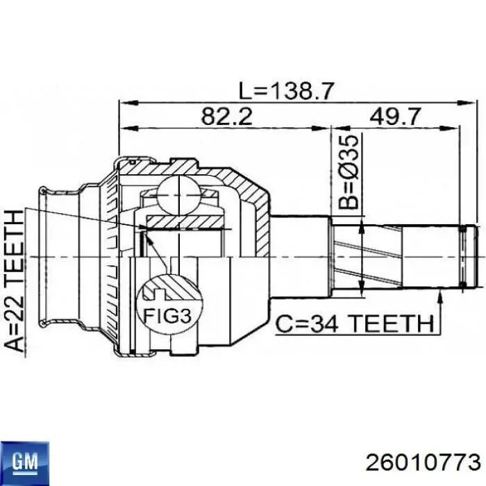 Comprar 96243577 General Motors Junta homocinética interna delantera