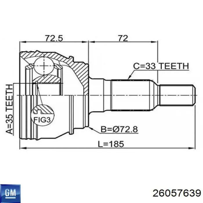 26057639 General Motors junta homocinética exterior delantera