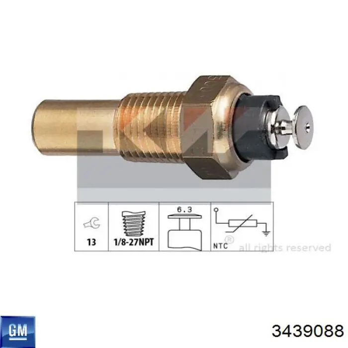 Sensor de temperatura 3439088 General Motors