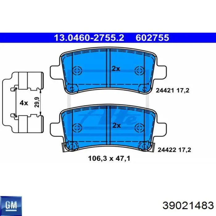 39021483 General Motors Pastillas freno traseras
