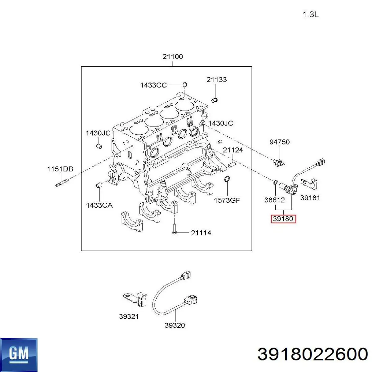 3918022600 General Motors sensor de cigüeñal