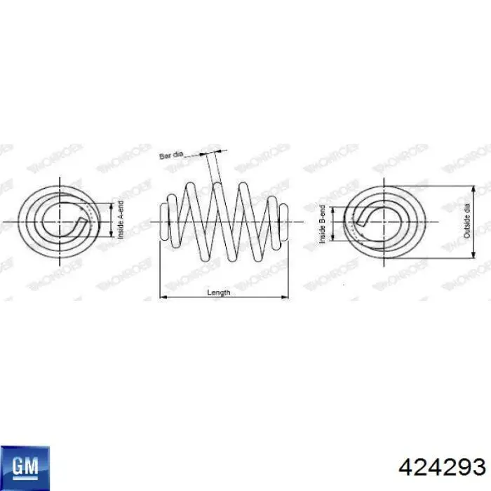 424293 General Motors muelle de suspensión eje trasero