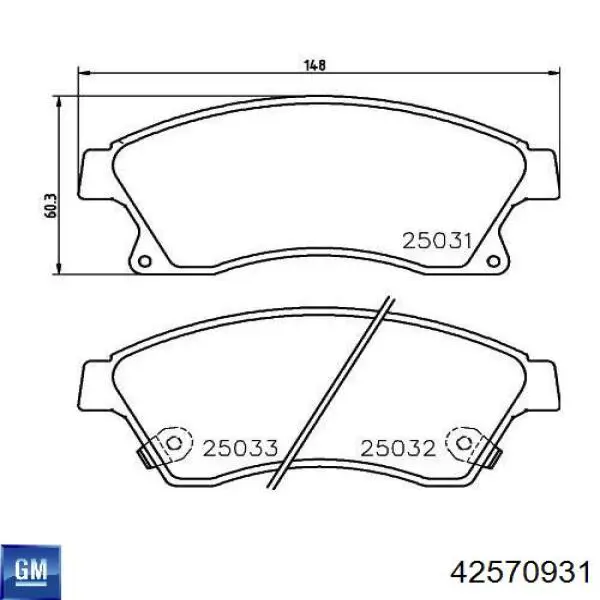 Comprar 42570931 General Motors Pastillas delanteras de freno