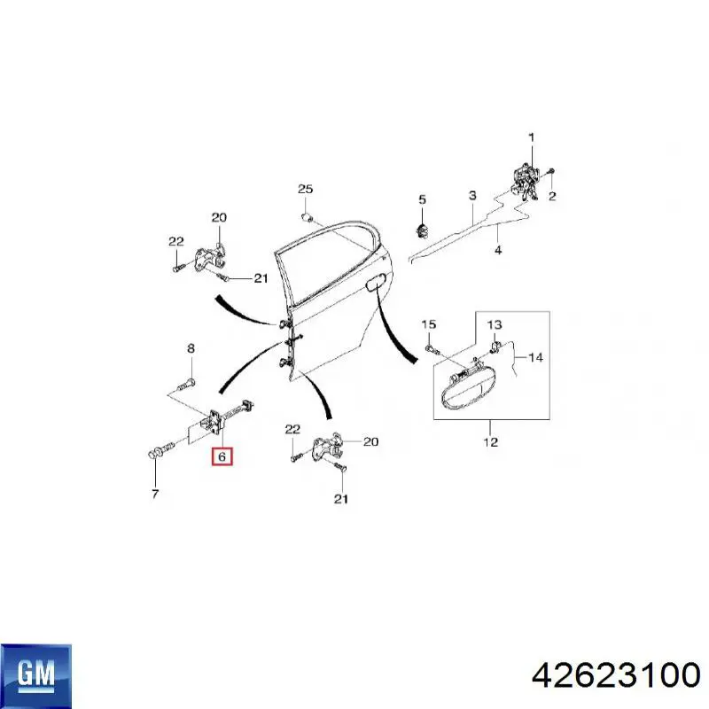 Limitador de apertura de puerta trasera derecha General Motors 42623100 precio, desde 10,36 EUR