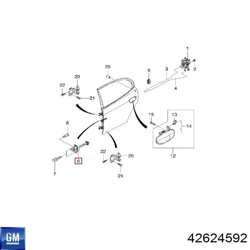 42624592 General Motors asegurador puerta trasera derecha