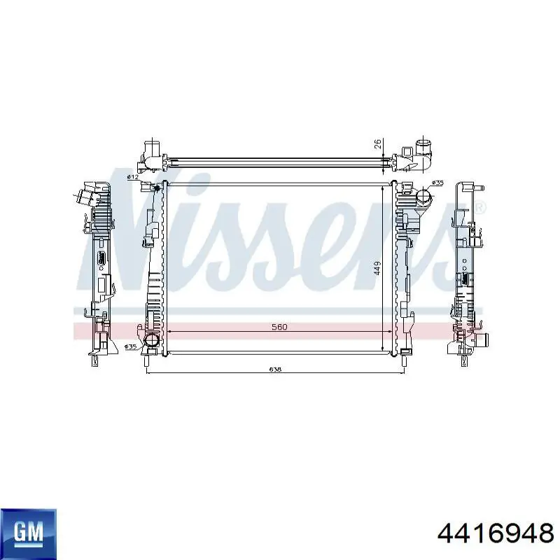4416948 General Motors radiador refrigeración del motor