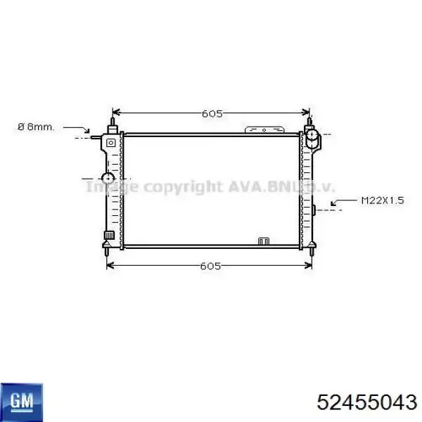 52455043 General Motors radiador refrigeración del motor