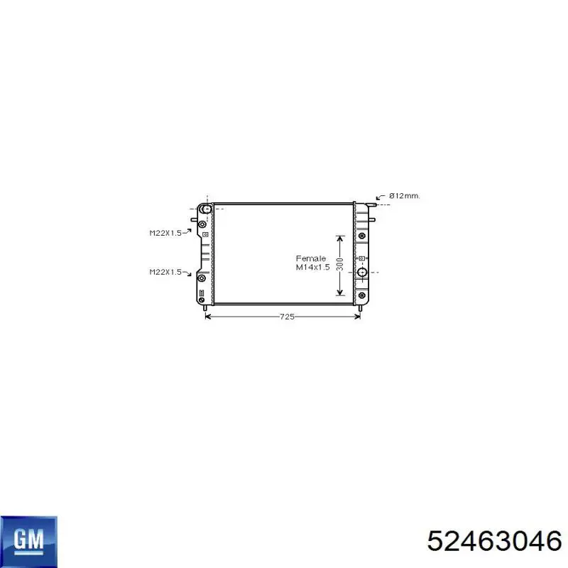 52463046 General Motors radiador refrigeración del motor