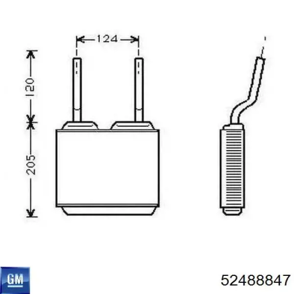 52488847 General Motors radiador de calefacción