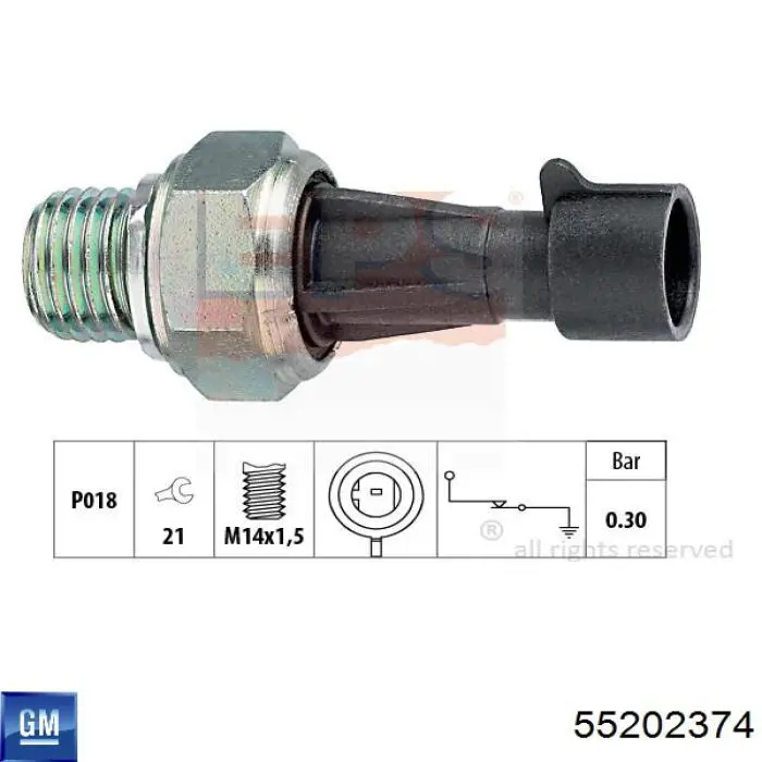 55202374 General Motors sensor de presión de aceite