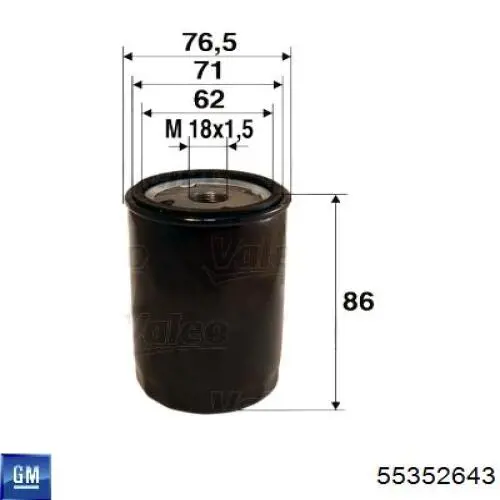 Portafiltro de aceite General Motors 55352643