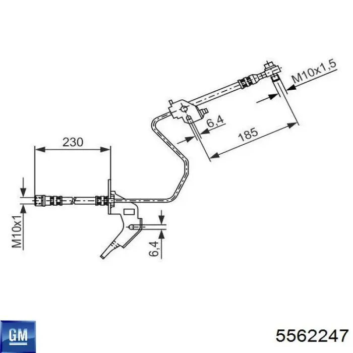 5562247 General Motors tubo flexible de frenos trasero izquierdo