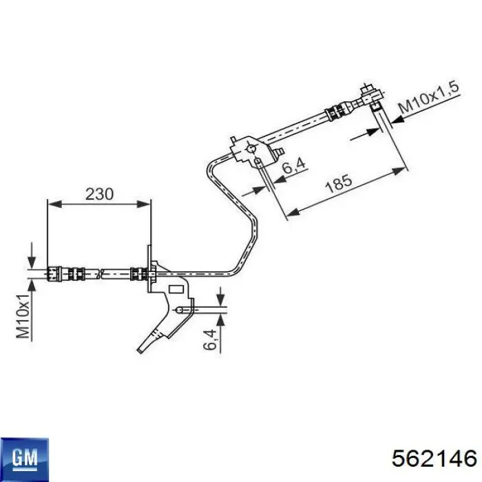 562146 General Motors tubo flexible de frenos trasero izquierdo