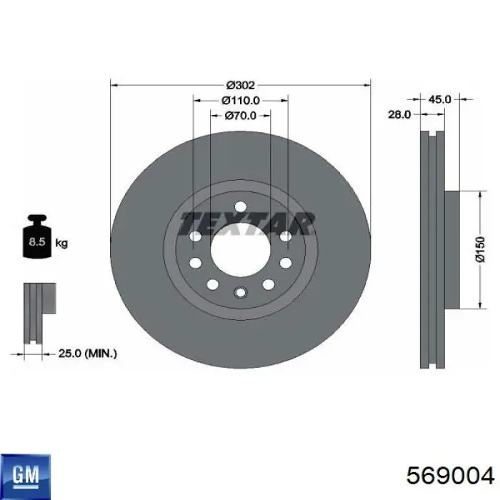 Comprar 569004 General Motors Freno de disco delantero