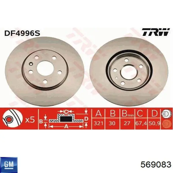 Comprar 569083 General Motors Freno de disco delantero