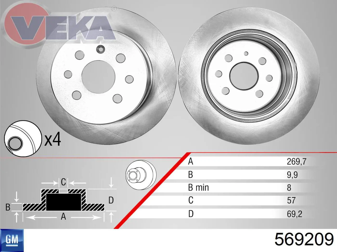 Disco de freno trasero General Motors 569209 precio, desde 38,46 EUR
