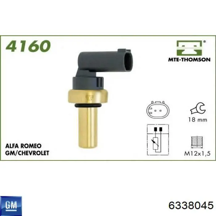 6338045 General Motors sensor de temperatura del refrigerante