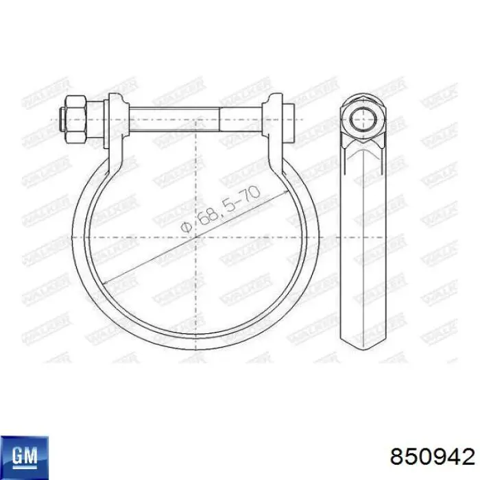 850942 General Motors abrazadera del colector de escape