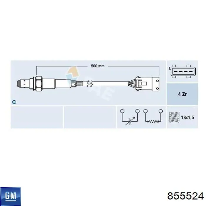 Sensor de oxígeno previo al catalizador 855524 General Motors