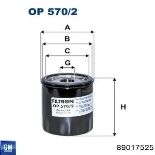89017525 General Motors Filtro aceite