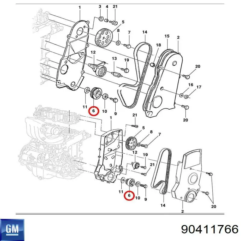 Rueda dentada, cigüeñal Daewoo Nubira 1 (J10, J15)