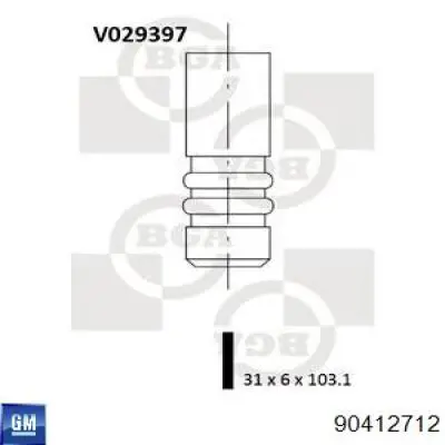 90412712 General Motors Válvula de admisión