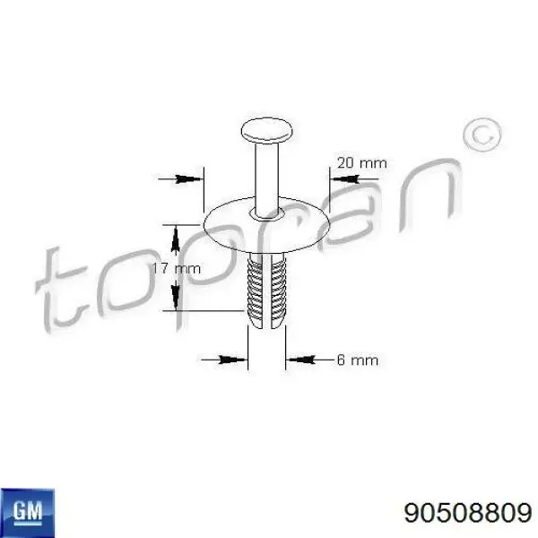 90508809 General Motors clips de fijación de parachoques delantero