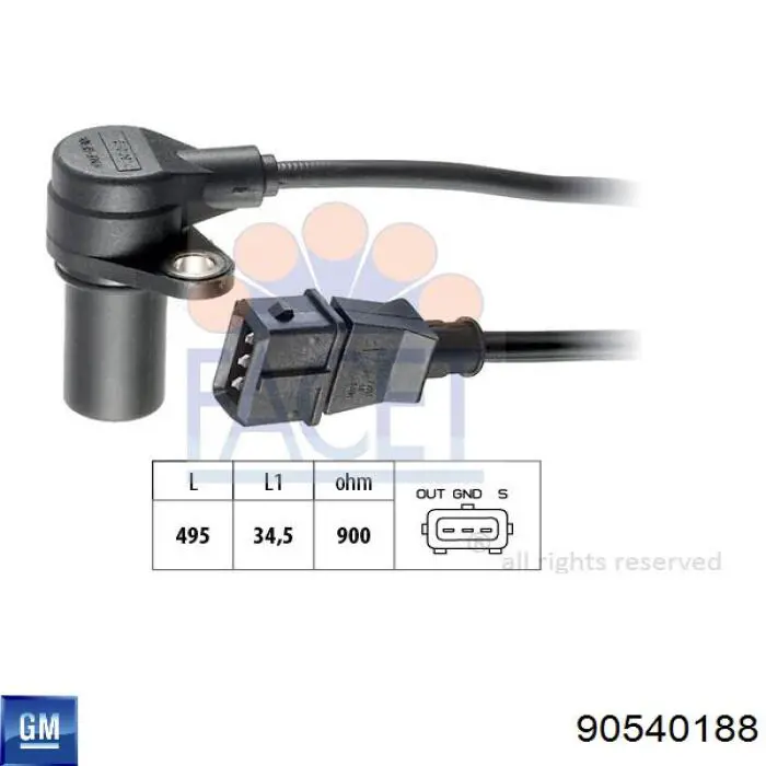 90540188 General Motors sensor de posición del cigüeñal