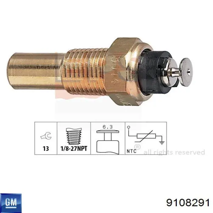 Sensor de temperatura del refrigerante General Motors 9108291 precio, desde 7,49 EUR