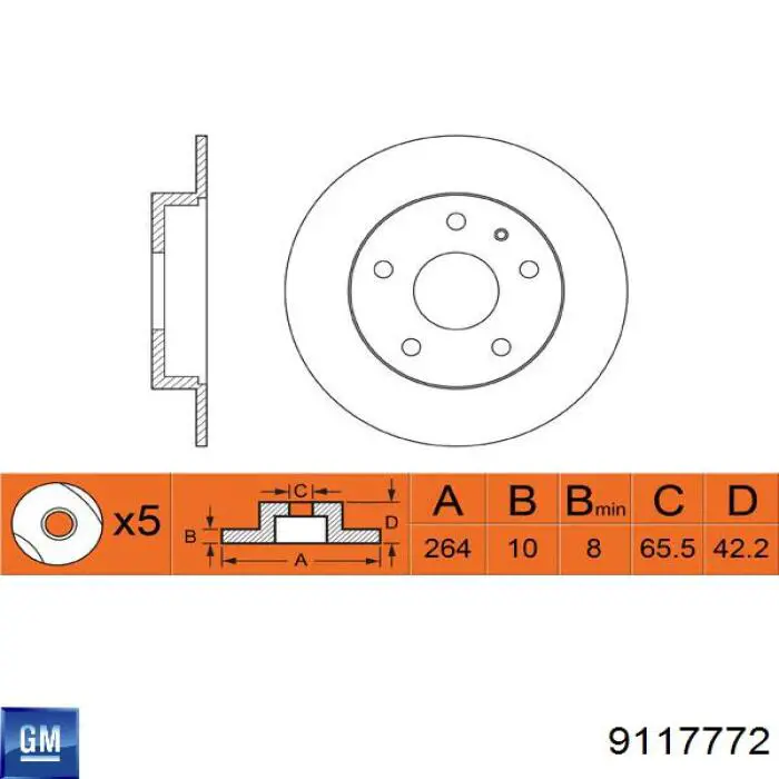 9117772 General Motors Freno de disco trasero
