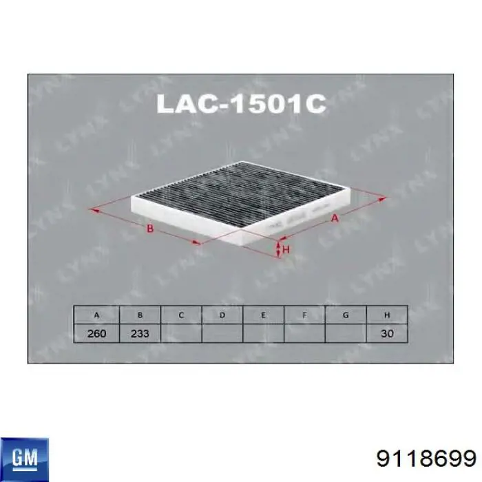 Comprar 9118699 General Motors Filtro de aire del habitáculo