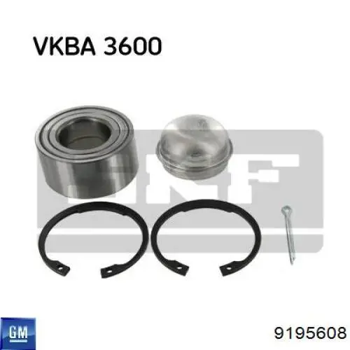 Rodamiento de rueda delantero General Motors 9195608