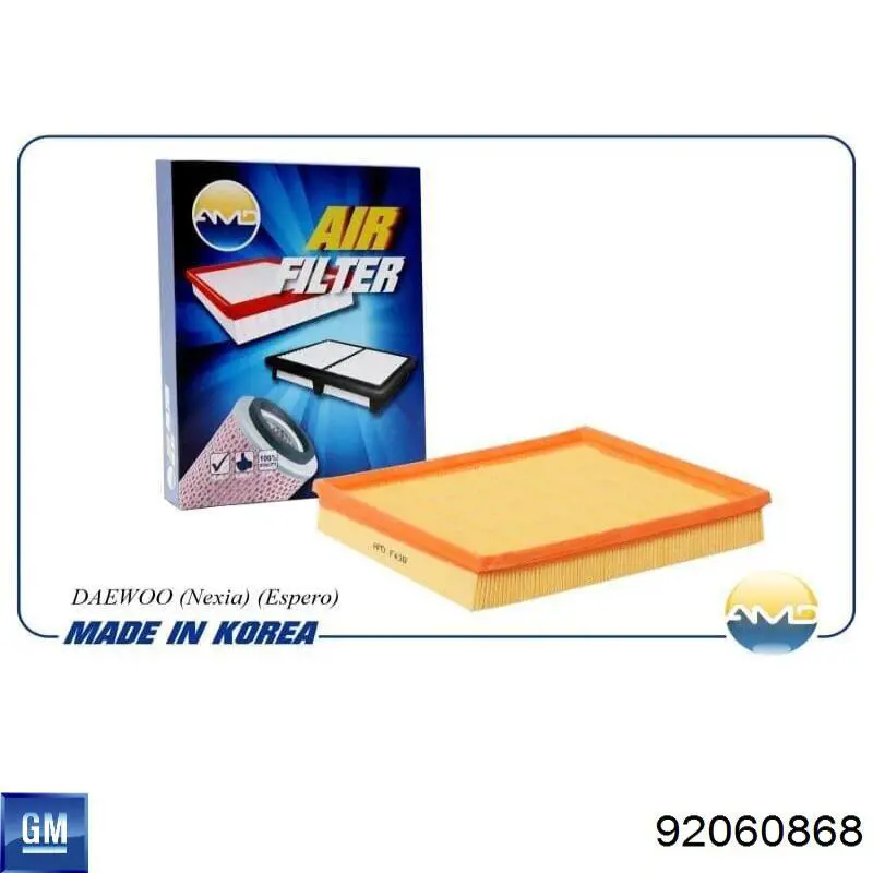 Filtro aire General Motors 92060868